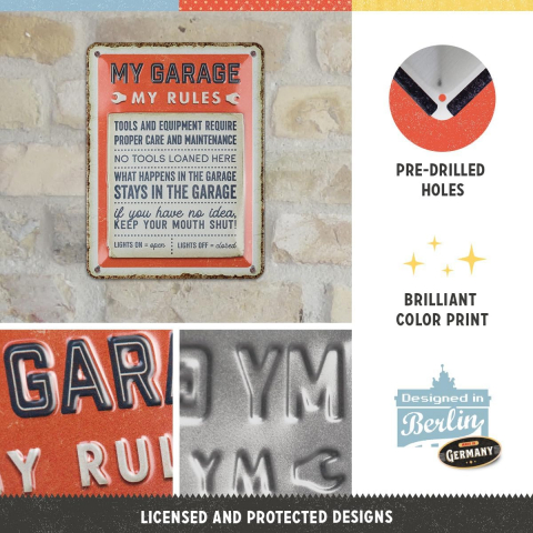 Placa decor metalica 15x20 My Garage My Rules - Garajul meu - Regulile mele [2]