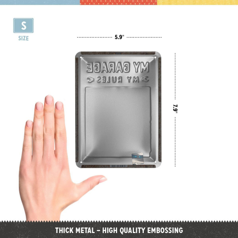 Placa decor metalica 15x20 My Garage My Rules - Garajul meu - Regulile mele [1]