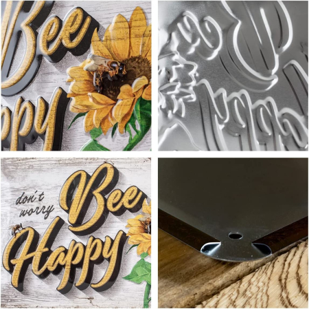 Placa decor metalica 20x30 Bee Happy - Fi Fericit [2]