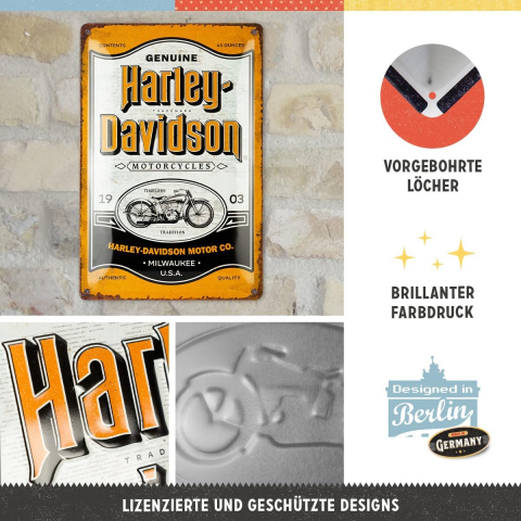 Placa decor metalica 20x30 Harley-Davidson Genuine Motorcycles Milwaukee - Motociclete autentice din Milwaukee [2]