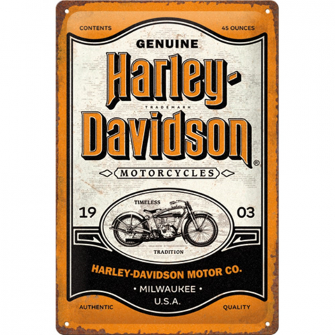 PLACI - Placa decor metalica 20x30 Harley-Davidson Genuine Motorcycles Milwaukee - Motociclete autentice din Milwaukee