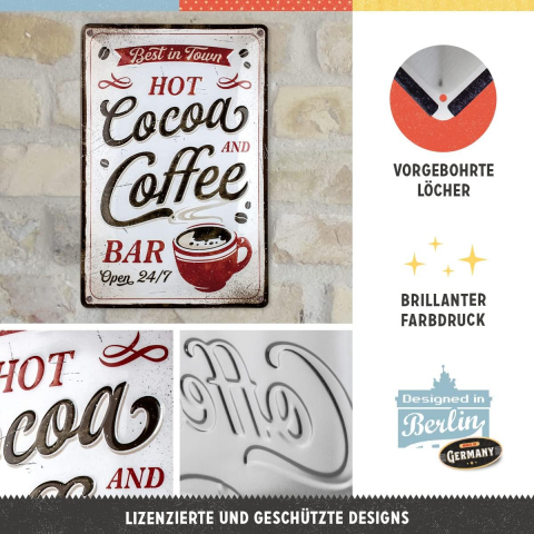 Placa decor metalica 20x30 Hot Cocoa & Coffee - Ciocolata calda si cafea [2]