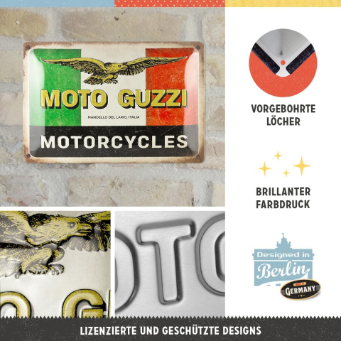 Placa decor metalica 20x30 Moto Guzzi Motorcycles Italia [2]