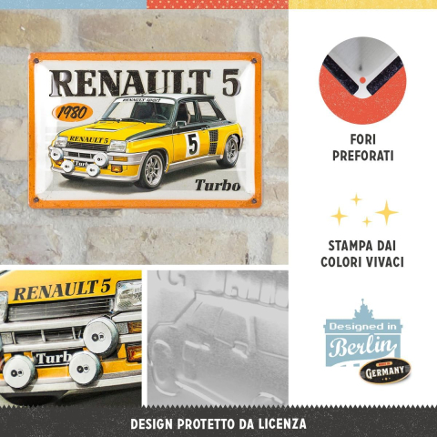 Placa decor metalica 20x30 Renault R5 Turbo 1980 [2]