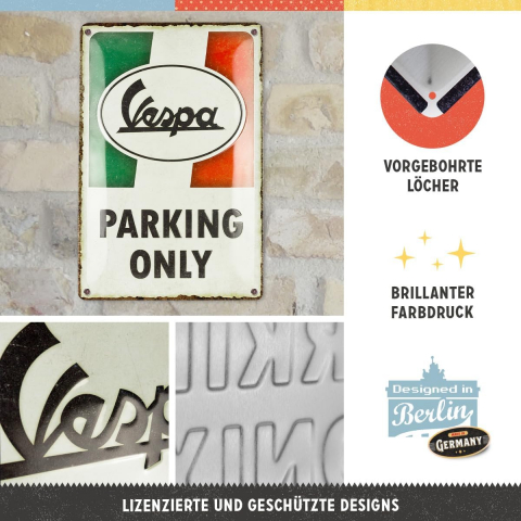 Placa decor metalica 20x30 Vespa Parking Only Italian - Parcare doar pentru Vespa [2]