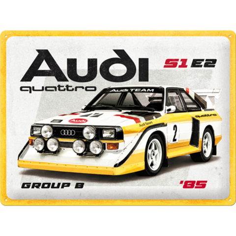 PLACI - Placa decor metalica 30x40cm, Audi Sport quattro - S1 E2 Group B