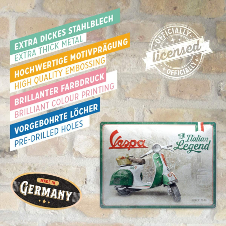 PLACI - Placa decor metalica 30x40cm Vespa - Italian Legend - Legenda Italieneasca