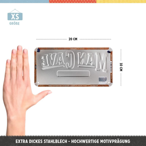 Placa decor metalica cu snur 10x20 Man Cave Warning - Avertisment -Pestera Barbatului [3]