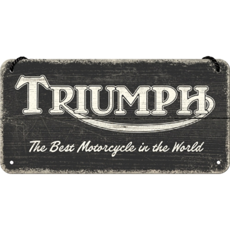 PLACI - Placa decor metalica cu snur 10x20 Triumph - Logo Negru fundal de Lemn
