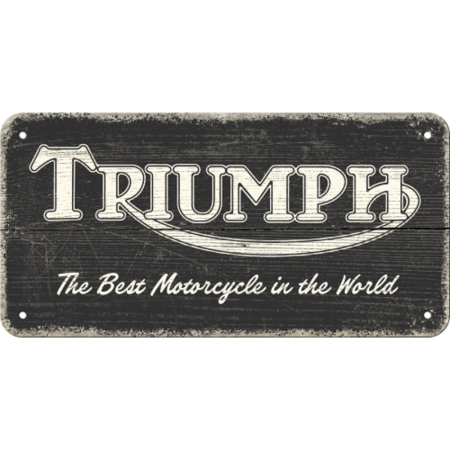 Placa decor metalica cu snur 10x20 Triumph - Logo Negru fundal de Lemn [2]
