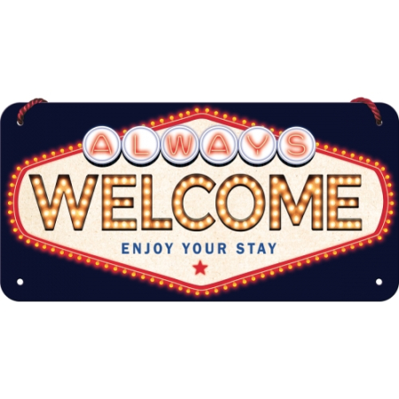 PLACI - Placa decor metalica cu snur 10x20 Welcome - Bun-venit