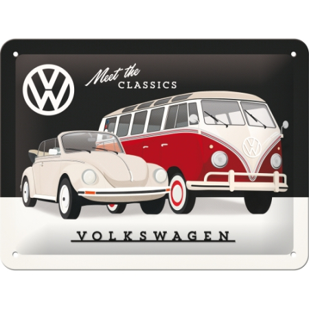 PLACI - Placa metalica 15x20 cm VW - Meet The Classics - Faceti cunostinta cu clasicii