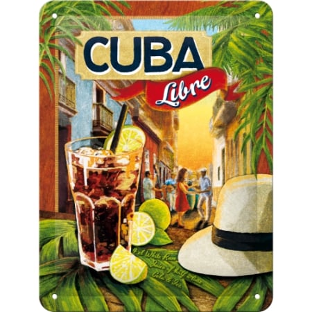 PLACI - Placa metalica 15X20 Cocktail-Time Cuba Libre