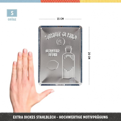 Placa metalica 15X20 Gin & Tonic Served Here - Gin Tonic Servit Aici [1]