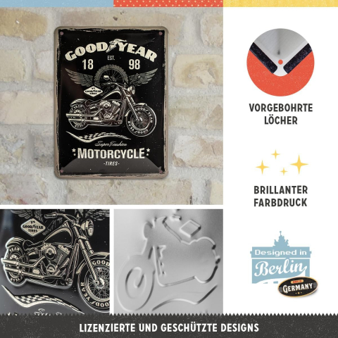 Placa metalica 15x20 Goodyear Motocicleta [2]