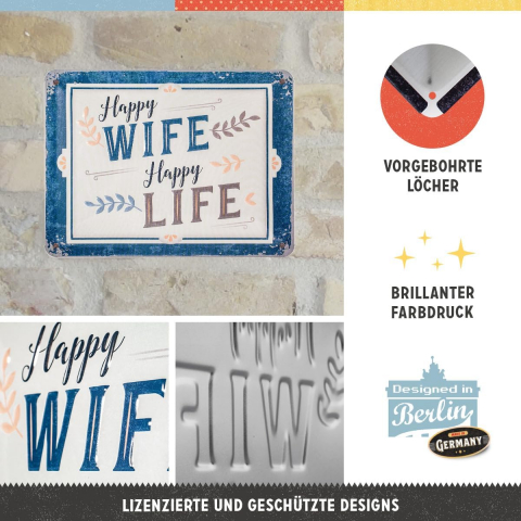 Placa metalica 15x20 Happy Wife Happy Life - Nevasta fericita Viata fericita [2]
