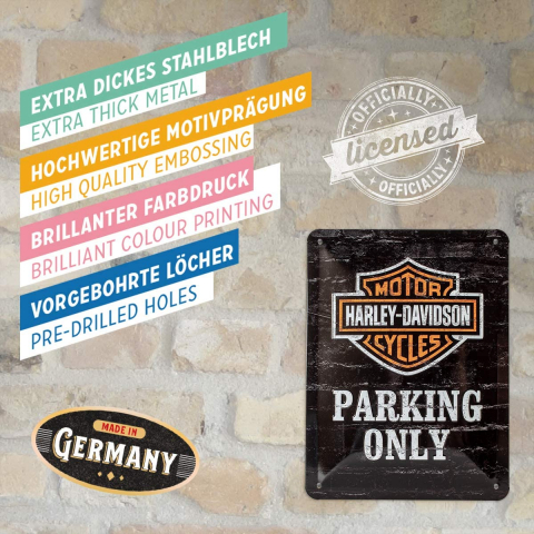 Placa metalica 15X20 Harley-Davidson Parking Only - Parcare doar pentru Harley-Davidson [3]