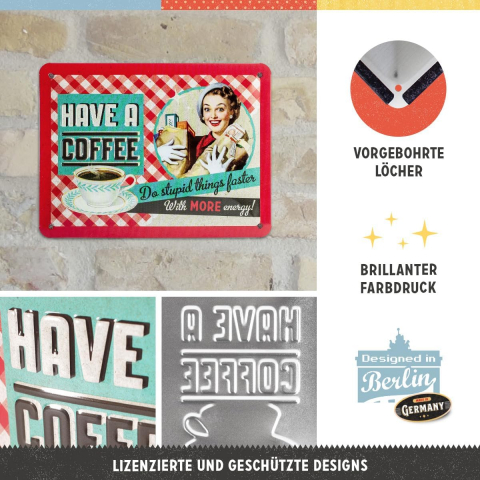 Placa metalica 15X20 Have a coffee - Serveste o cafea [2]