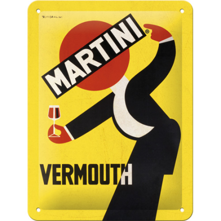 PLACI - Placa metalica 15x20 Martini - Vermouth Waiter Yellow - Ospatar din Vermouth - galben