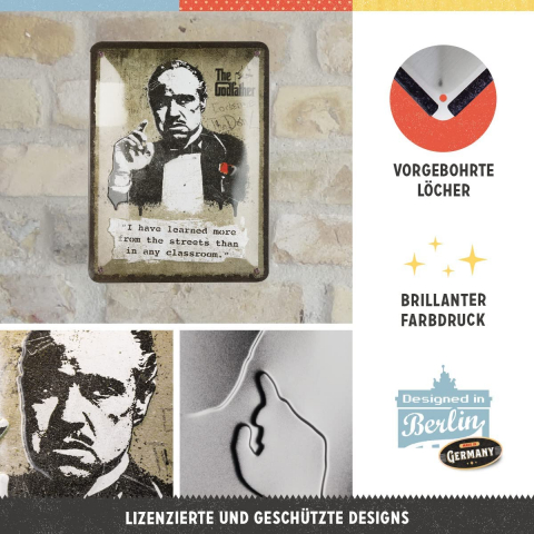 Placa metalica 15X20 The Godfather -Learn from the Streets - Nasul - Invatat de pe strada [2]