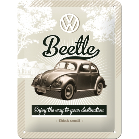 PLACI - Placă metalică decorativă Volkswagen Beetle, 15x20 cm