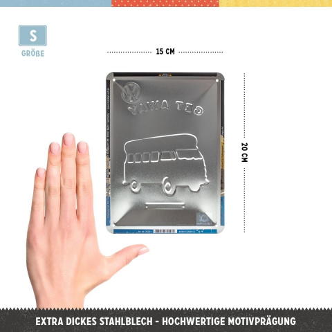 Placa metalica 15x20 VW Bulli - Le's Get Away Night - Hai sa o intindem - fundal de noapte [1]