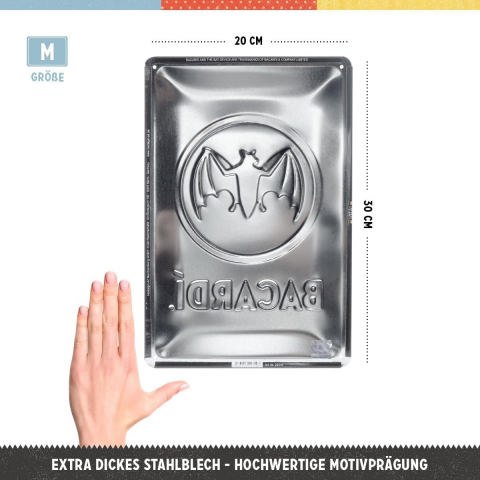 Placa metalica 20x30 Bacardi - Logo Black - Sigla pe fundal negru [1]