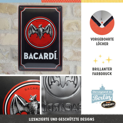 Placa metalica 20x30 Bacardi - Logo Black - Sigla pe fundal negru [2]