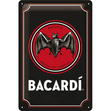 PLACI - Placa metalica 20x30 Bacardi - Logo Black - Sigla pe fundal negru