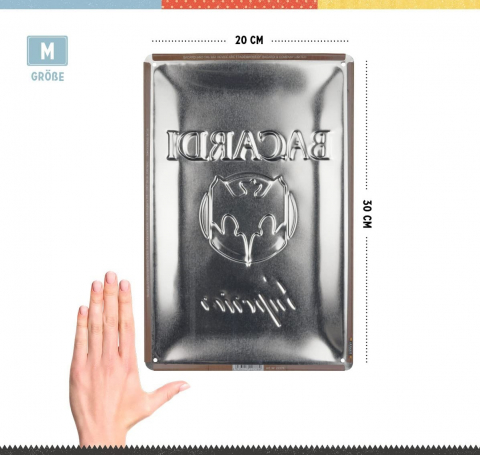 Placa metalica 20x30 Bacardi - Superior White Wood - Logo Bacaradi Superior - fundal de lemn [1]