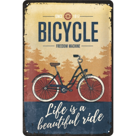 PLACI - Placa metalica 20x30 Bicycle - Beautiful Ride - Bicicleta - o plimbare minunata