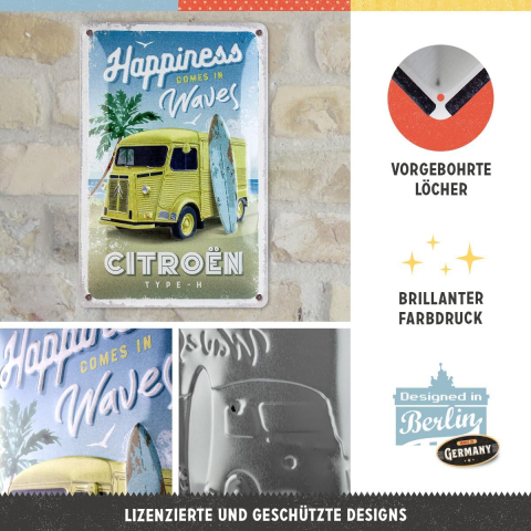 Placa metalica 20x30 Citroen Type H - Happiness Comes In Waves - Tip H - Fericirea vine in valuri [2]