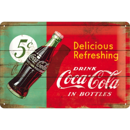 PLACI - Placa metalica 20X30 Coca-Cola - Delicious Refreshing Green - Delicios si racoritor pe fundal verde
