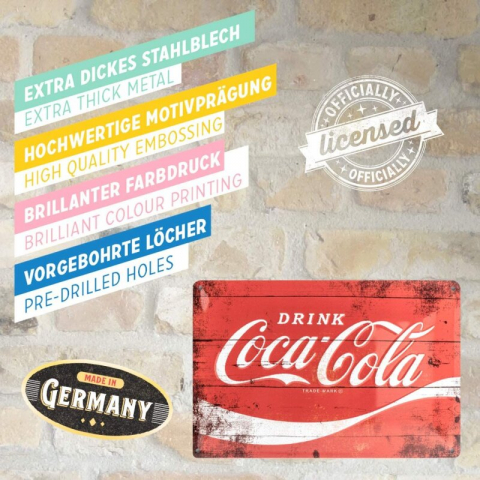 Placa metalica 20X30 Coca-Cola-Logo Red - sigla pe fundal Rosu [3]