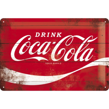 PLACI - Placa metalica 20X30 Coca-Cola-Logo Red - sigla pe fundal Rosu