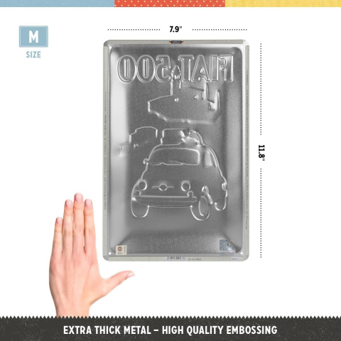 Placa metalica 20x30 Fiat 500 Discover New Adventures - Descopera Aventuri Noi [1]