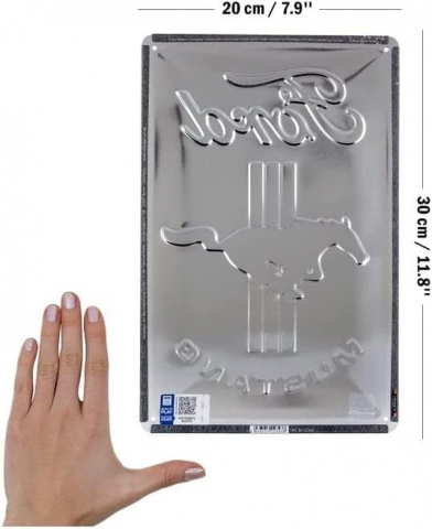Placa metalica 20x30 Ford Mustang - Horse & Stripes Logo - Sigla cu Cal si dungi [1]