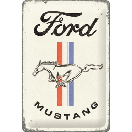 PLACI - Placa metalica 20x30 Ford Mustang - Horse & Stripes Logo - Sigla cu Cal si dungi