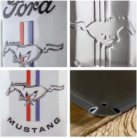 Placa metalica 20x30 Ford Mustang - Horse & Stripes Logo - Sigla cu Cal si dungi [2]