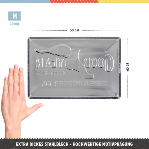 Placa metalica 20x30 Goodyear - Wing Foot Logo 1901 - Sigla Picior Inaripat 1901 [1]