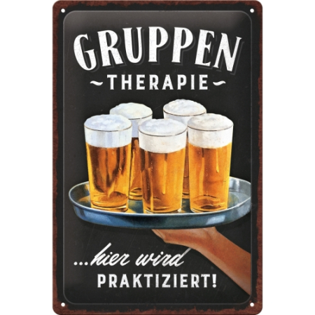 PLACI - Placa metalica 20x30 Gruppentherapie Bier - Bere - Terapie de grup