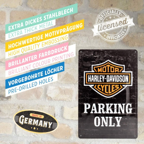 Placa metalica 20X30 Harley-Davidson Parking Only - Parcare doar pentru Harley-Davidson [3]