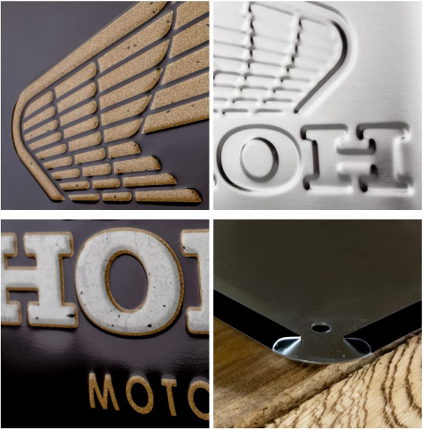 Placa metalica 20x30 Honda MC - Motorcycles Gold - Sigla Honda Moto pe auriu [2]
