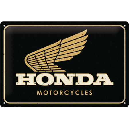 Placa metalica 20x30 Honda MC - Motorcycles Gold - Sigla Honda Moto pe auriu