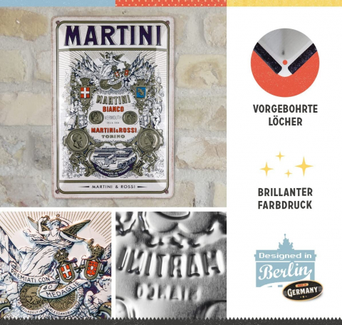 Placa metalica 20x30 Martini - Bianco Vermouth Label - Logo Martini Alb din Vermouth [2]