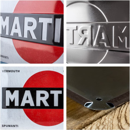 Placa metalica 20x30 Martini - Logo White - Sigla pe fundal Alb [1]