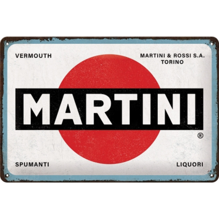 PLACI - Placa metalica 20x30 Martini - Logo White - Sigla pe fundal Alb