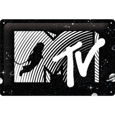 PLACI - Placa metalica 20X30 MTV Moonman - Logo MTV - Omul de pe Luna