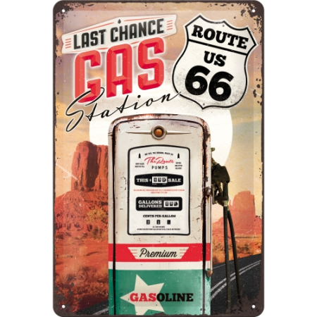 PLACI - Placa metalica 20X30 Route 66 - Gas Station - Soseaua 66 - Benzinarie