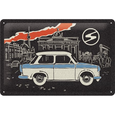 PLACI - Placa metalica 20x30 Trabant - Berlin Black - Fundal Negru Berlin
